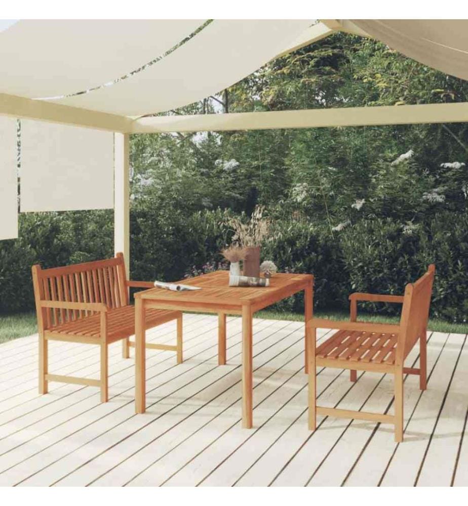 3-tlg. Garten-Essgruppe Massivholz Teak