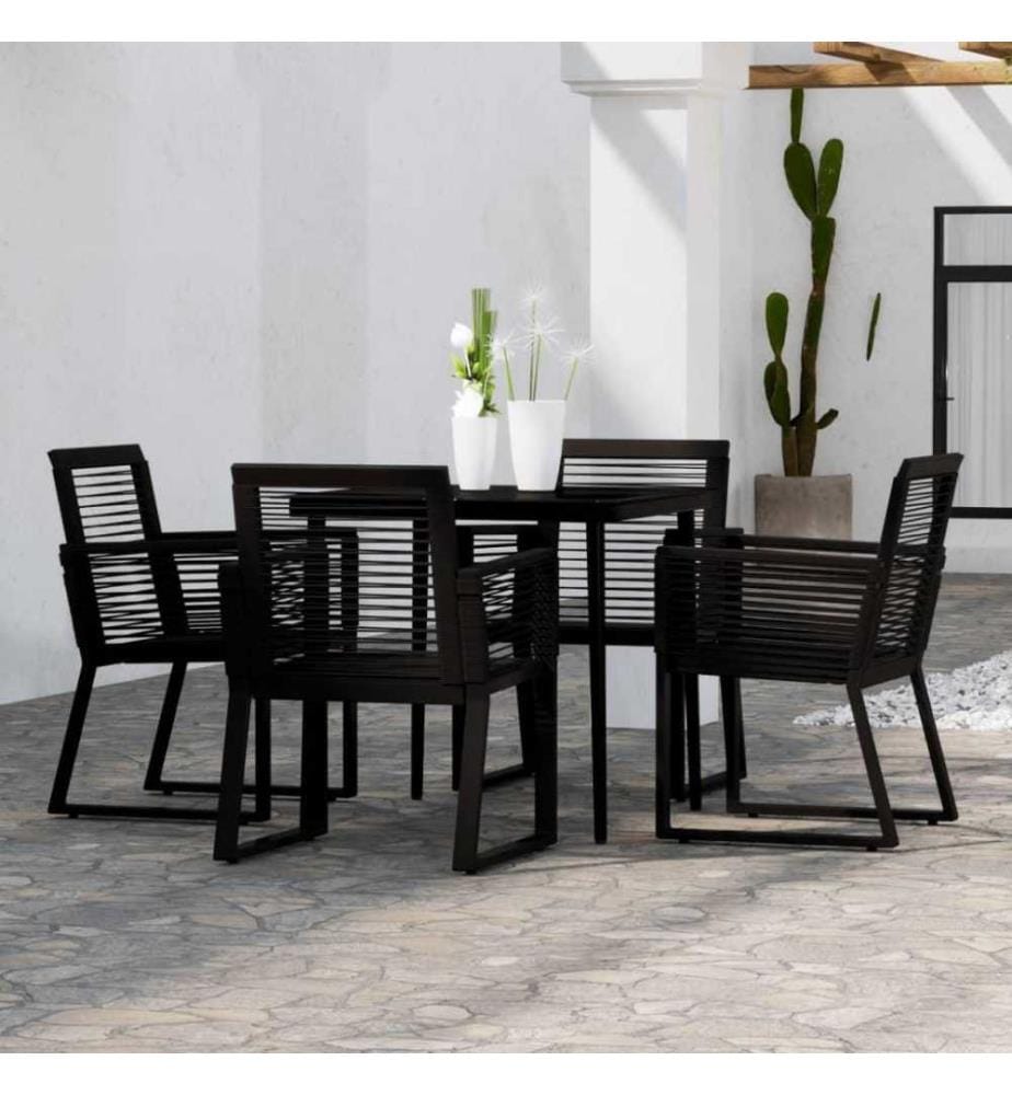 Ensemble de salle à manger de jardin 5 pcs Noir
