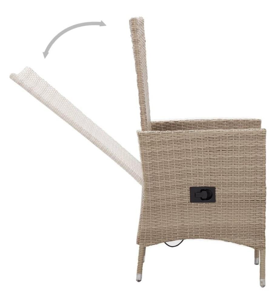 Ensemble de salle à manger de jardin avec coussins 5 pcs Beige