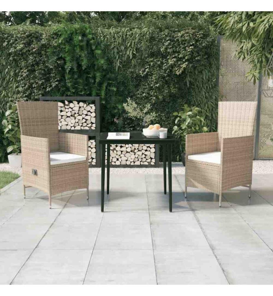 3-tlg. Garten-Essgruppe mit Kissen Beige