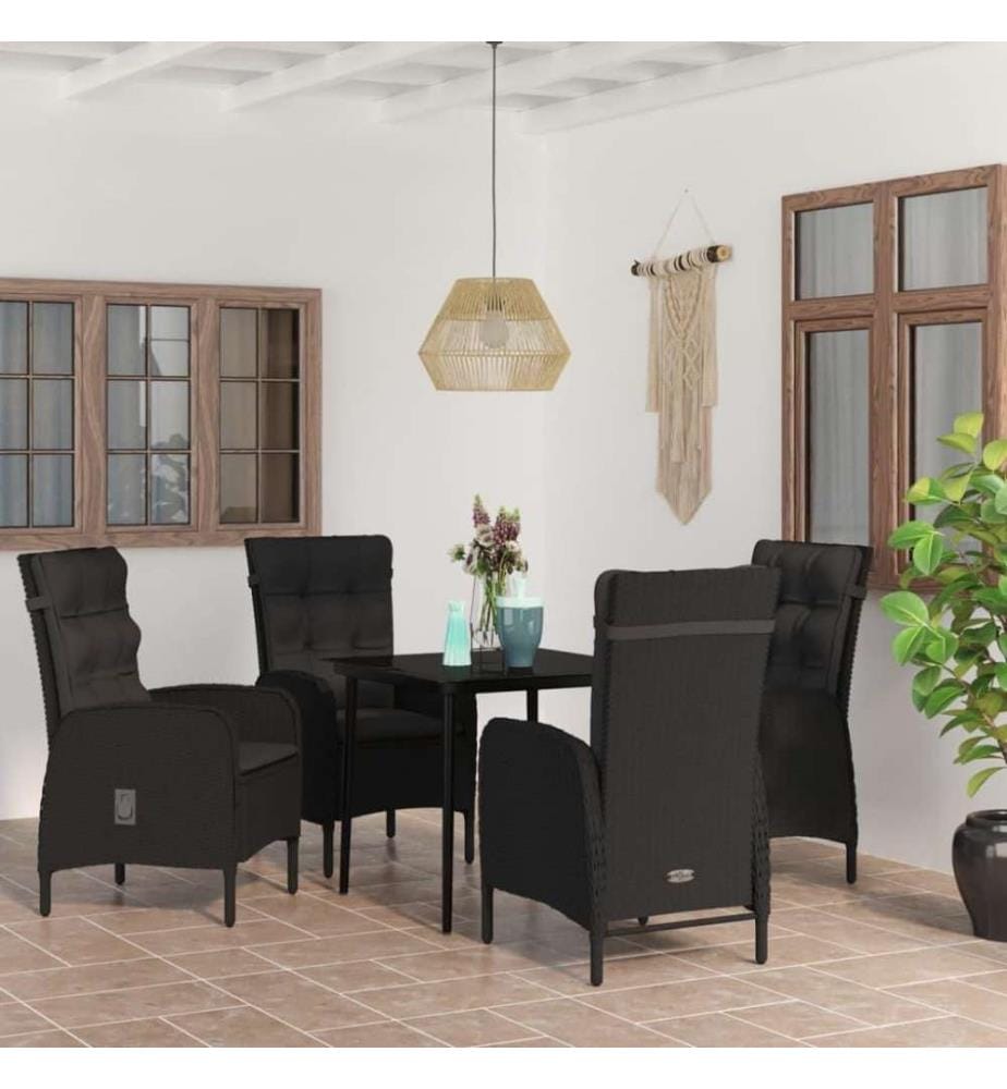 5-tlg. Garten-Essgruppe mit Kissen Schwarz