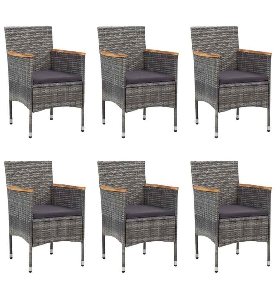 7-tlg. Garten-Essgruppe Poly Rattan Grau