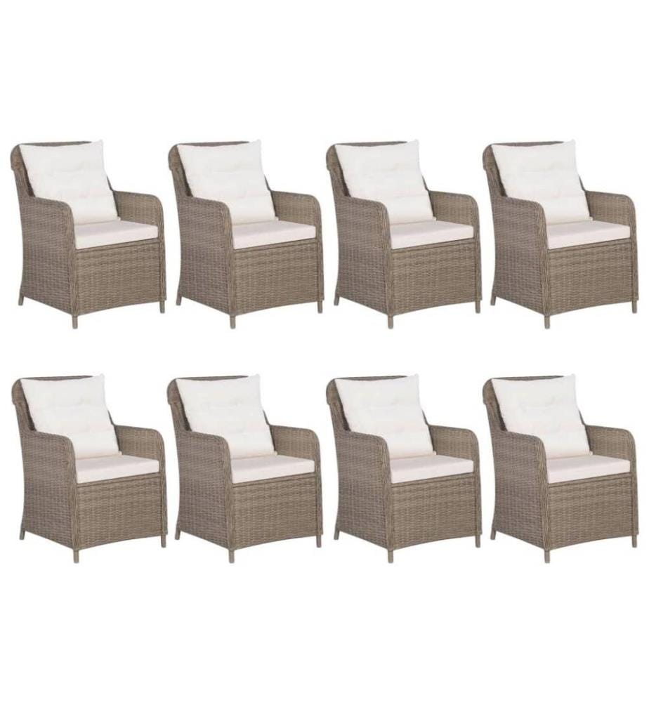 9-tlg. Garten-Essgruppe Poly Rattan Braun