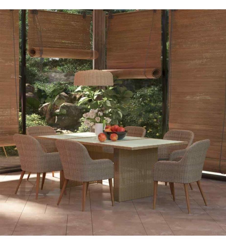 7-tlg. Garten-Essgruppe Poly Rattan Braun