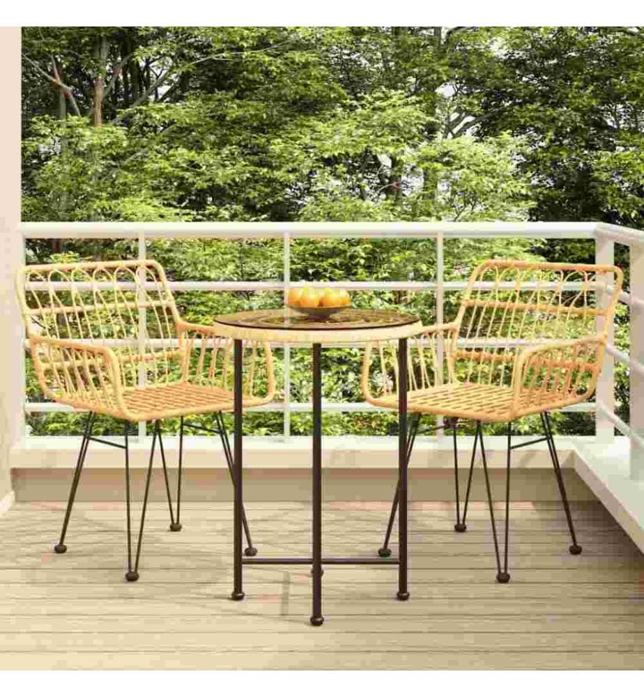 3-tlg. Garten-Essgruppe Poly Rattan
