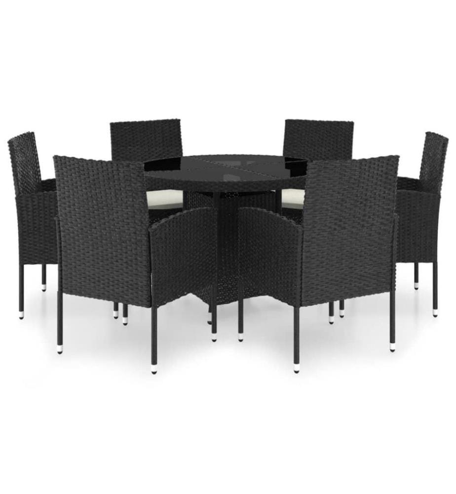 Ensemble à dîner de jardin 7 pcs Résine tressée Noir
