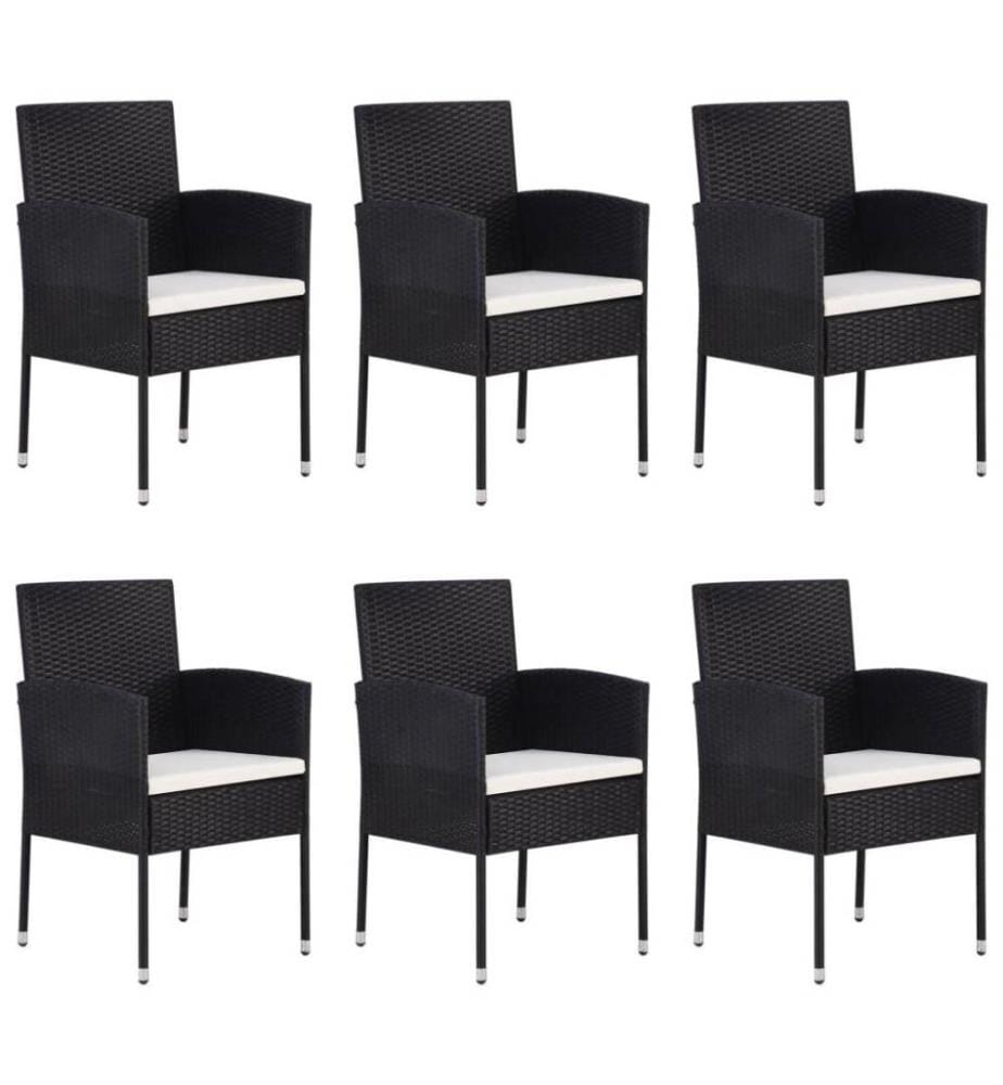 Ensemble à dîner de jardin 7 pcs Résine tressée Noir