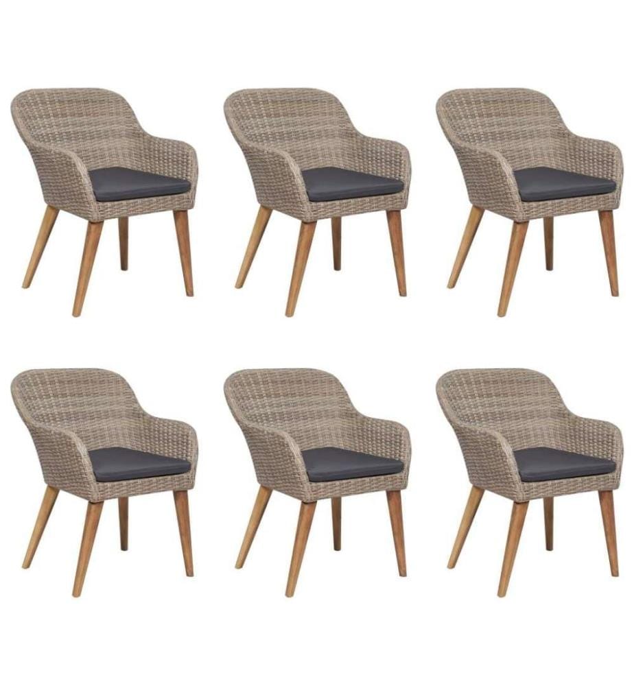 7-tlg. Garten-Essgruppe Poly Rattan Braun