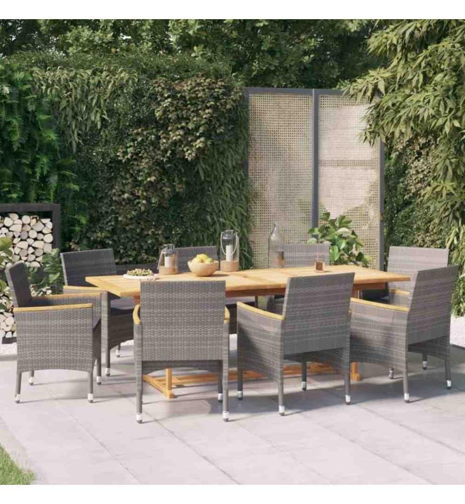 9-tlg. Garten-Essgruppe mit Kissen Grau