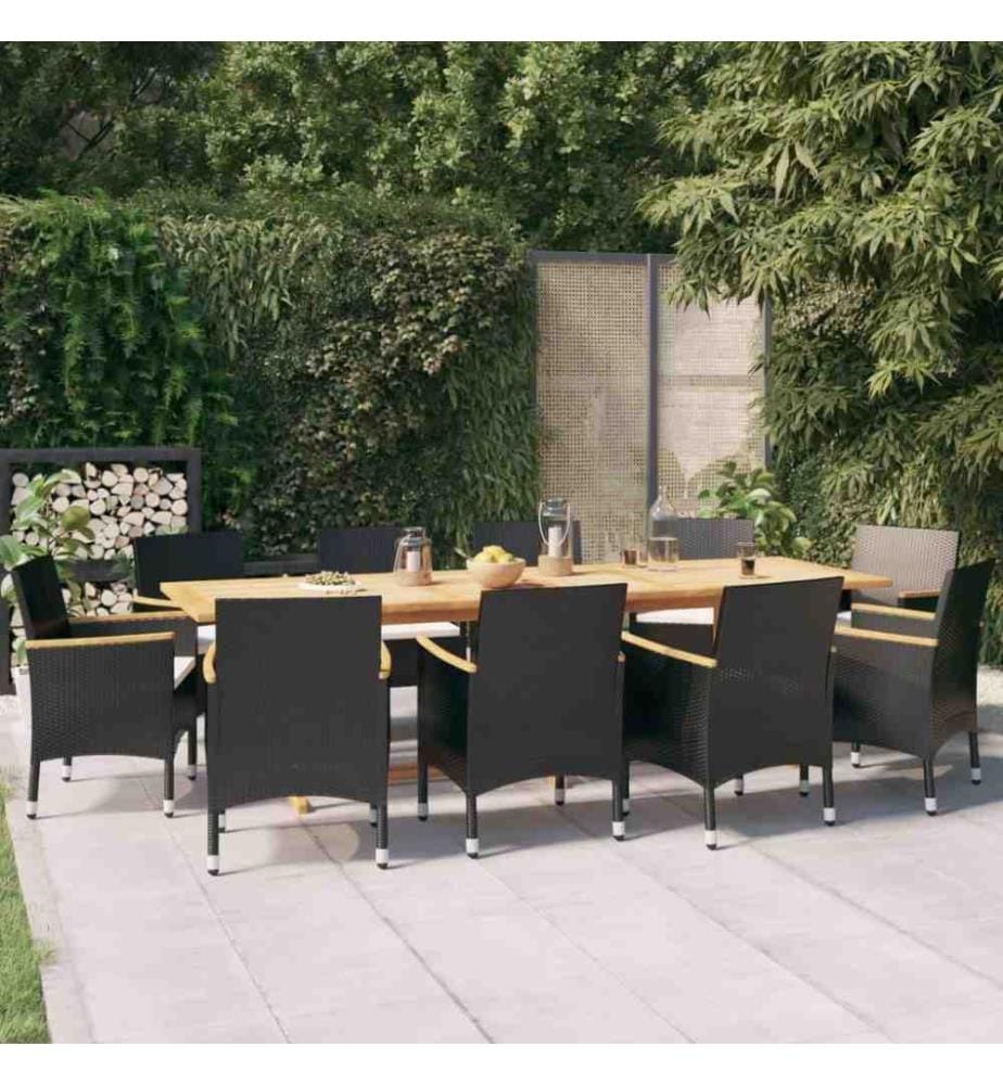 11-tlg. Garten-Essgruppe mit Kissen Schwarz