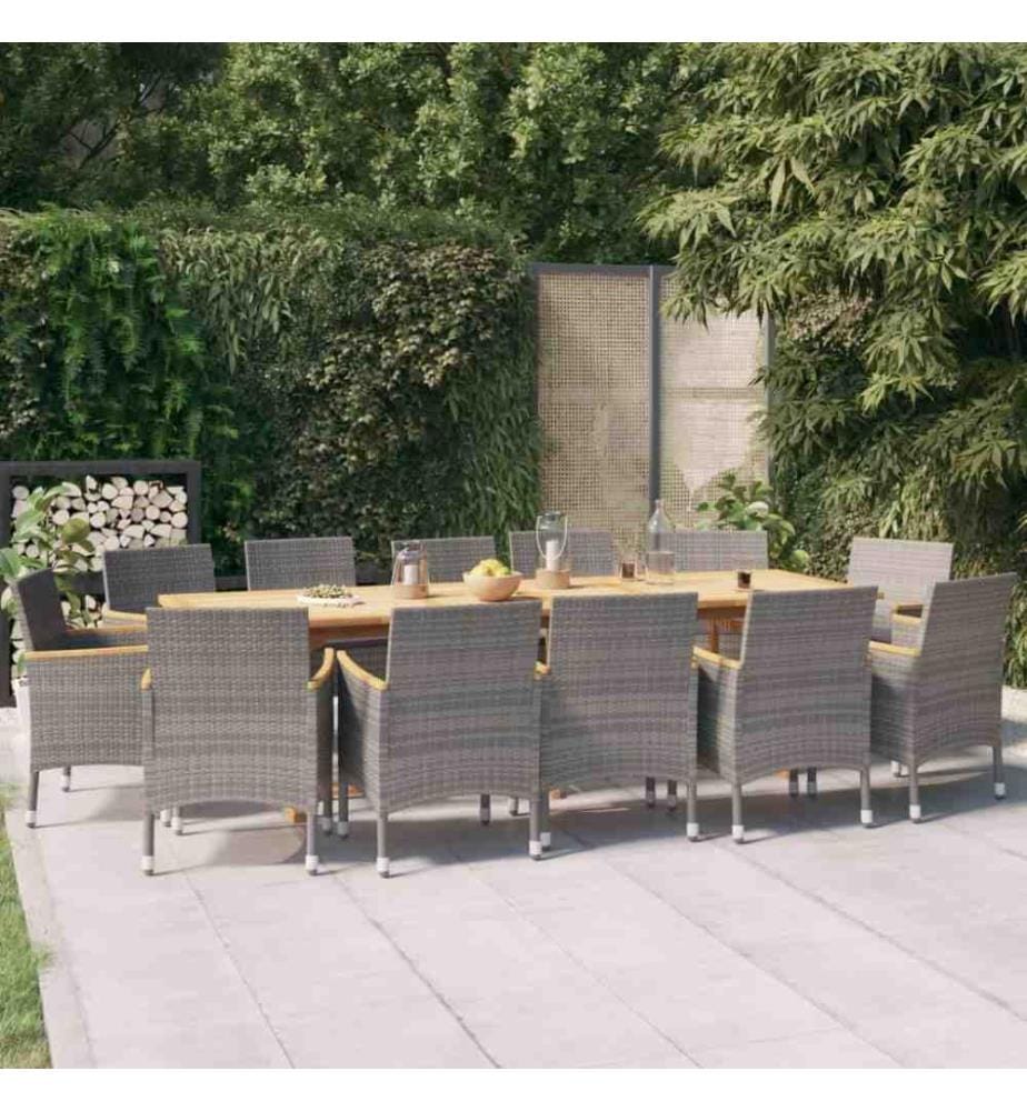 13-tlg. Garten-Essgruppe mit Kissen Grau
