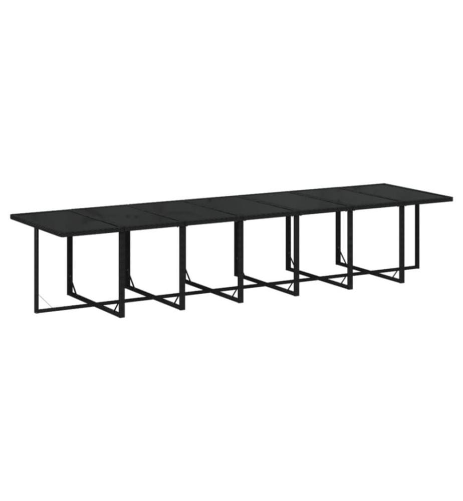 19-tlg. Garten-Essgruppe mit Kissen Poly Rattan Schwarz