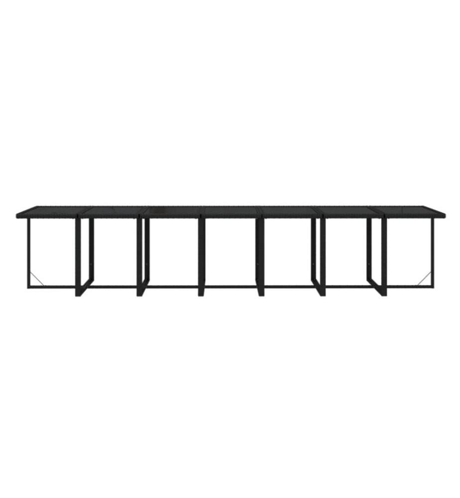19-tlg. Garten-Essgruppe mit Kissen Poly Rattan Schwarz