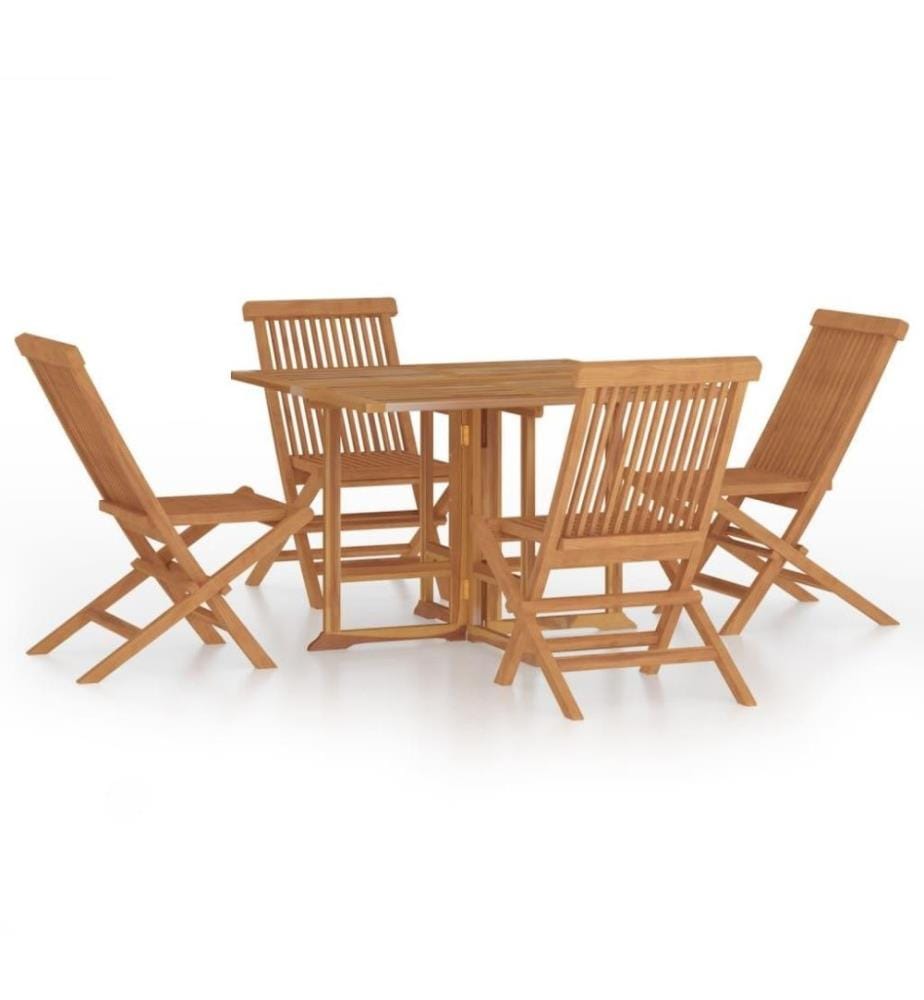 Ensemble à dîner d'extérieur pliable 5 pcs Bois solide de teck
