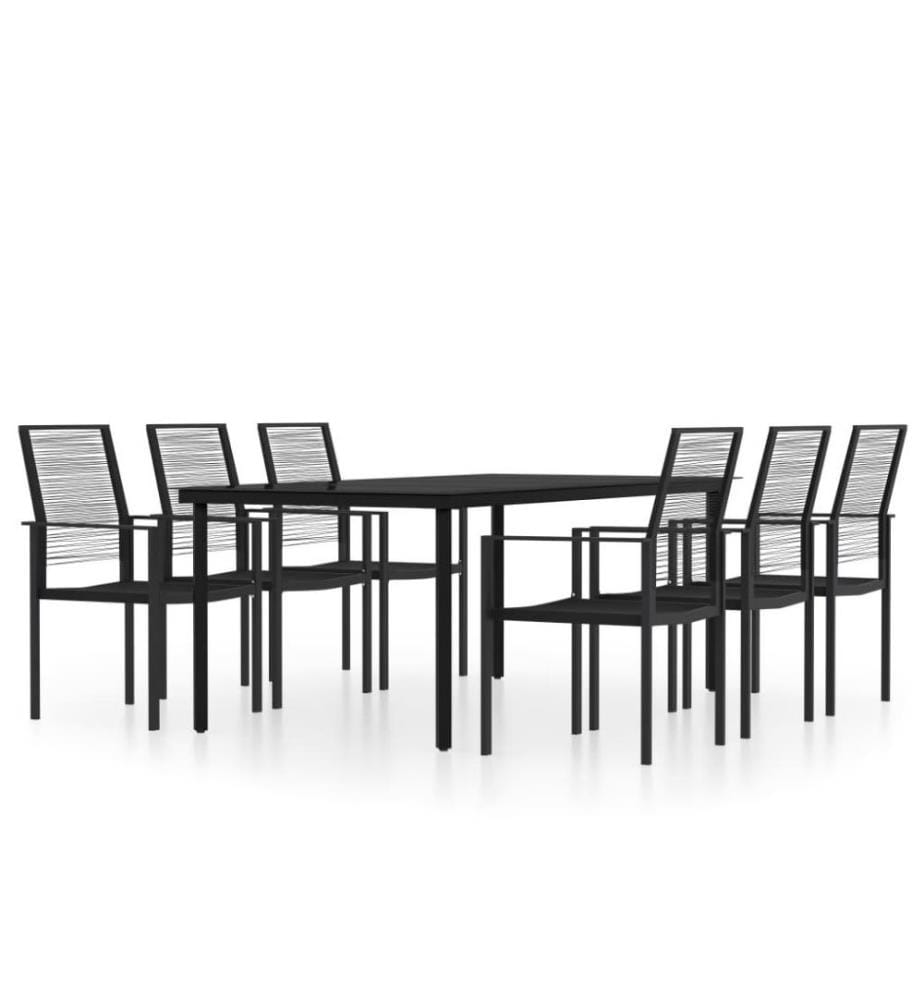 Ensemble de salle à manger de jardin 7 pcs Noir