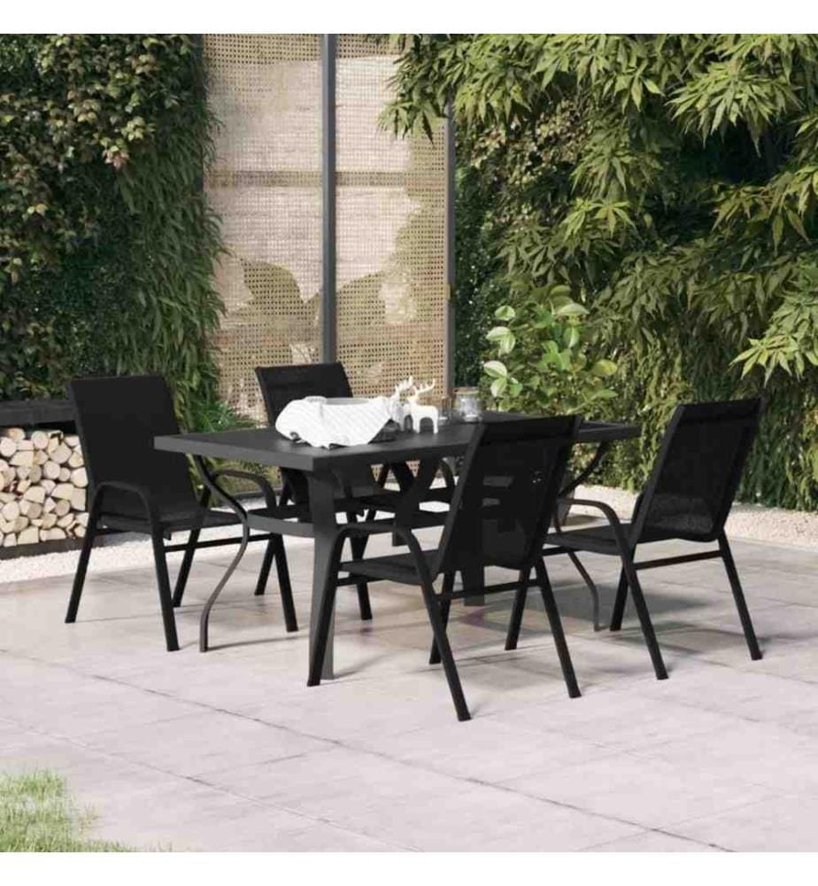 Ensemble de salle à manger de jardin 5 pcs Noir