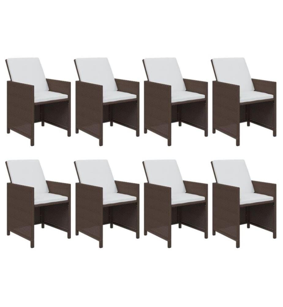 9-tlg. Garten-Essgruppe mit Kissen Poly Rattan Braun