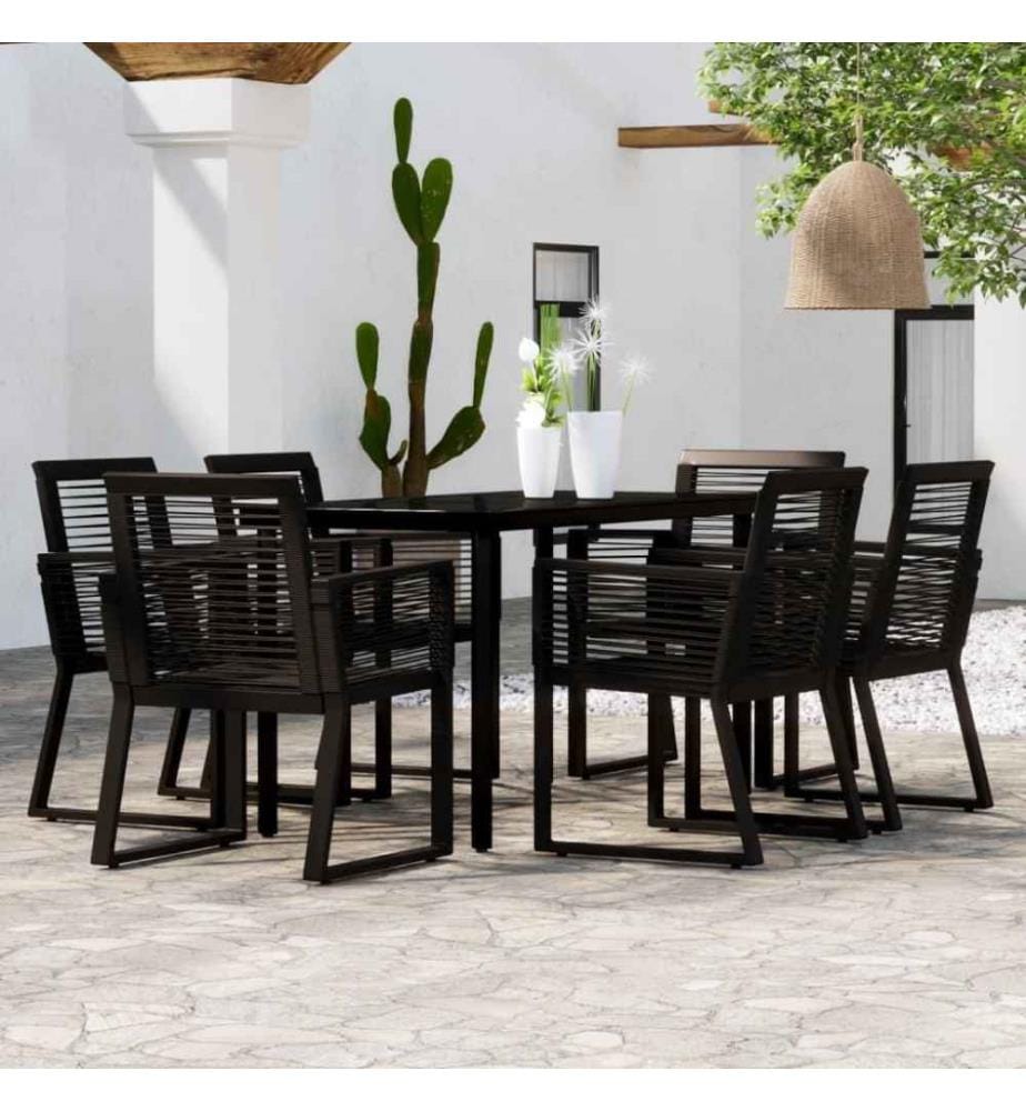 Ensemble de salle à manger de jardin 7 pcs Noir