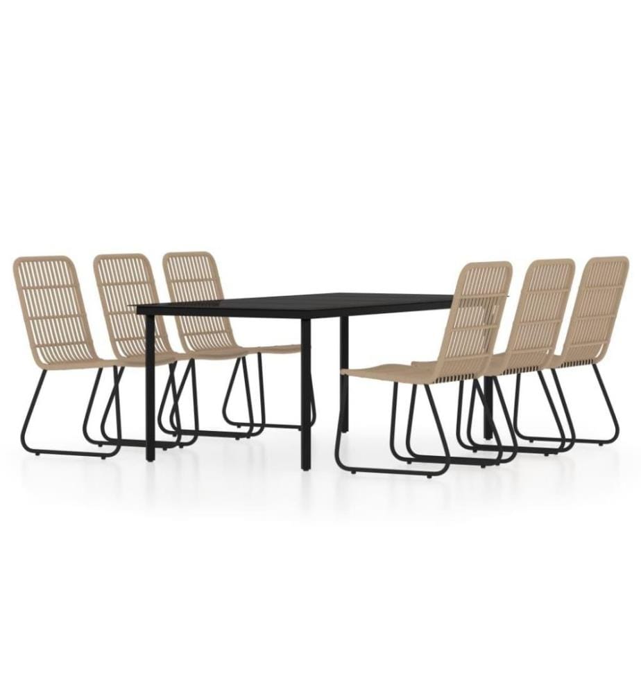 7-tlg. Garten-Essgruppe Eichen-Optik