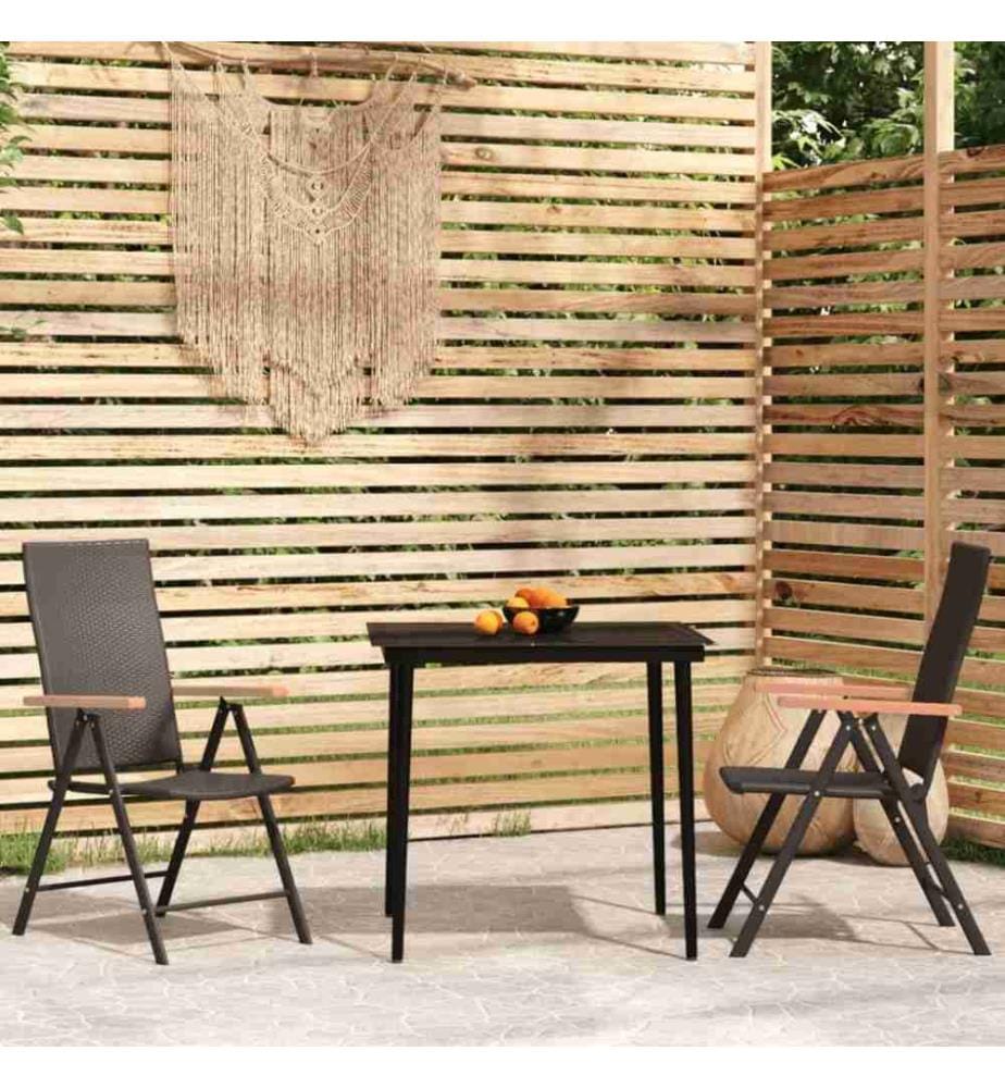 Ensemble de salle à manger de jardin 3 pcs Noir