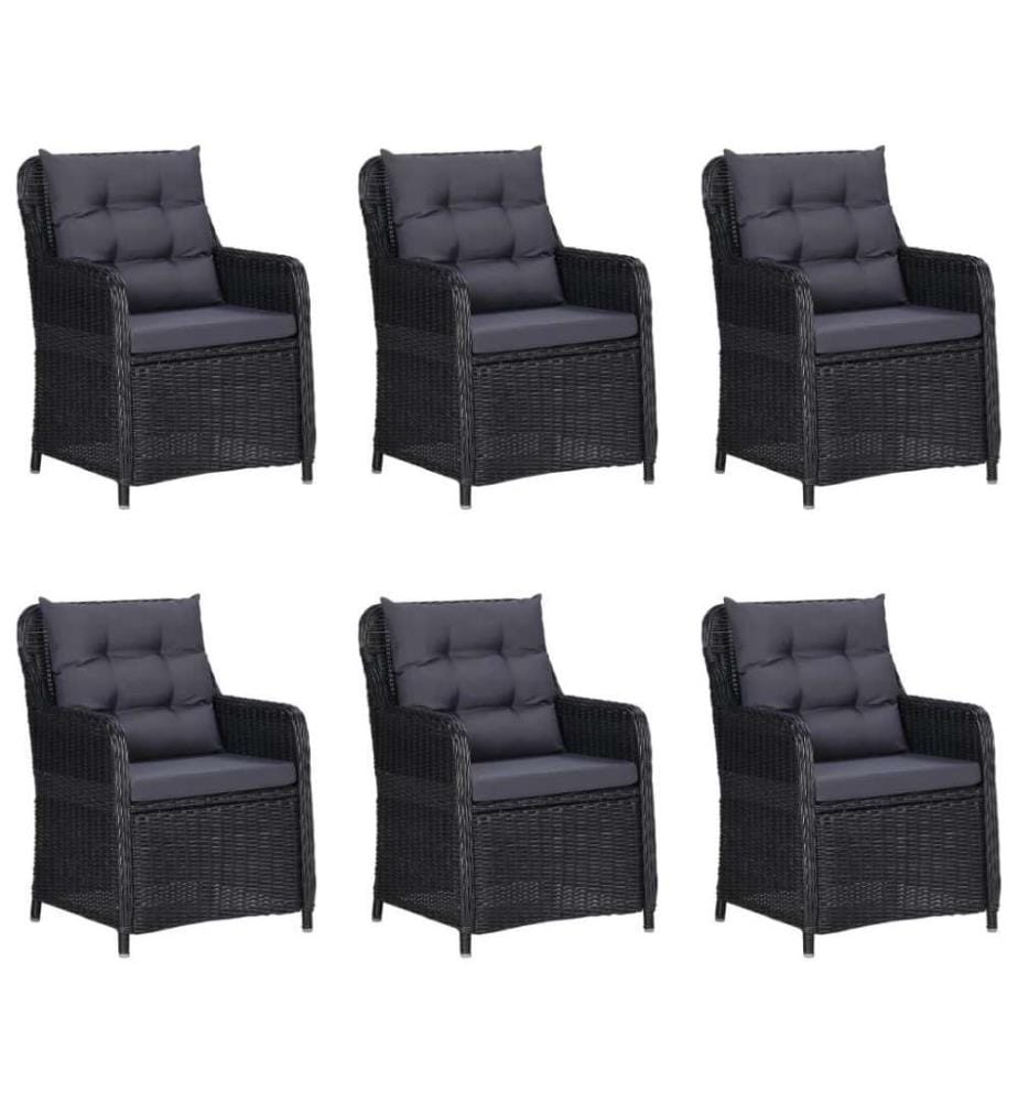 9-tlg. Garten-Essgruppe Poly Rattan Schwarz