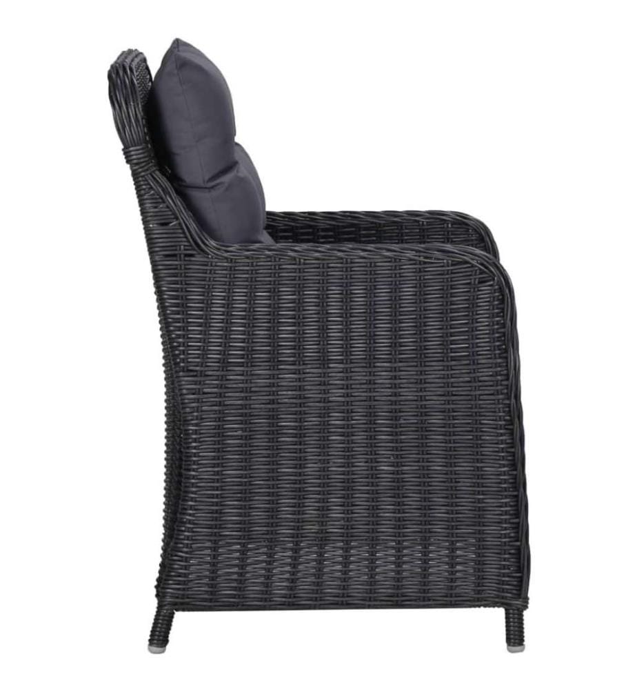 9-tlg. Garten-Essgruppe Poly Rattan Schwarz