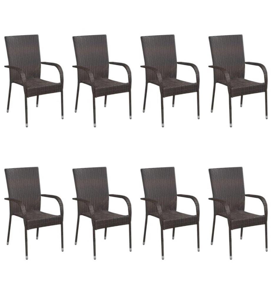 9-tlg. Garten-Essgruppe Poly Rattan Braun
