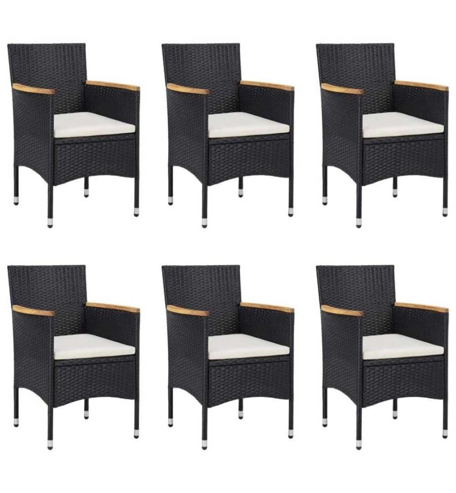 7-tlg. Garten-Essgruppe Poly Rattan Schwarz