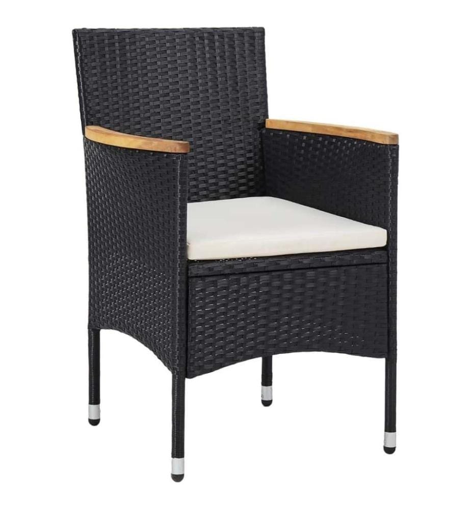 7-tlg. Garten-Essgruppe Poly Rattan Schwarz