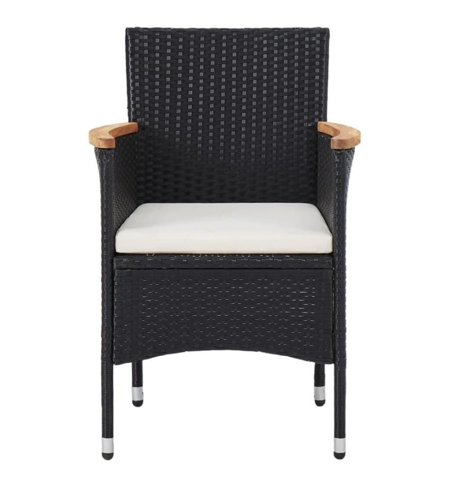 7-tlg. Garten-Essgruppe Poly Rattan Schwarz