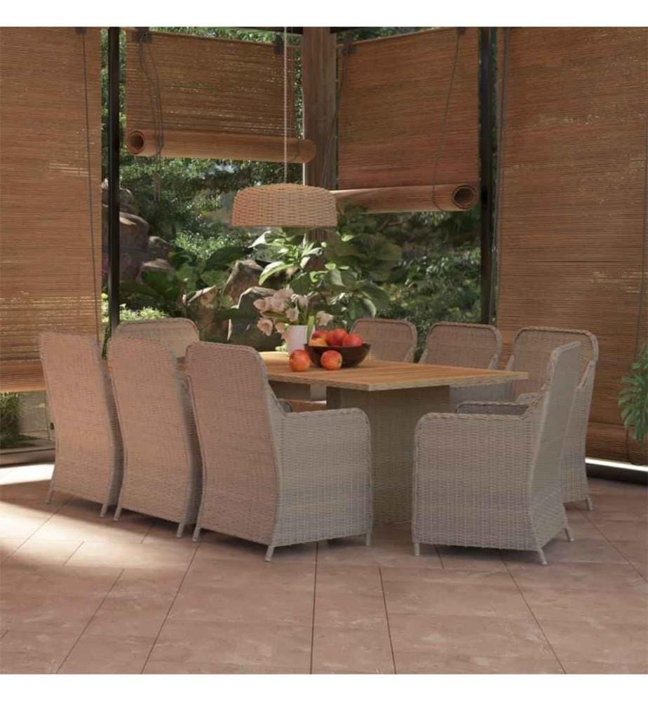 9-tlg. Garten-Essgruppe Poly Rattan Braun