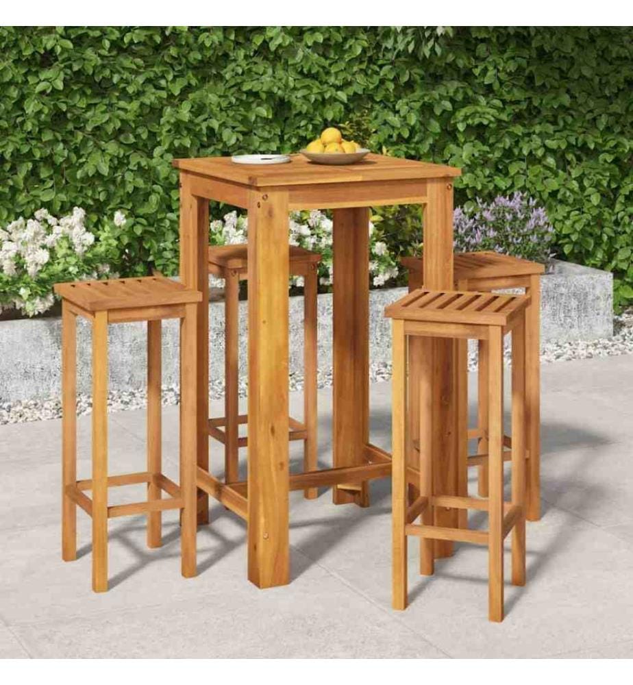 Ensemble de salle à manger de jardin 5 pcs Bois d'acacia solide