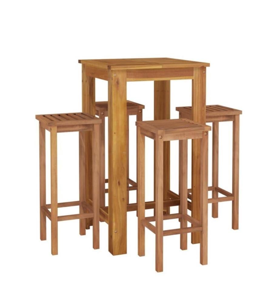 Ensemble de salle à manger de jardin 5 pcs Bois d'acacia solide