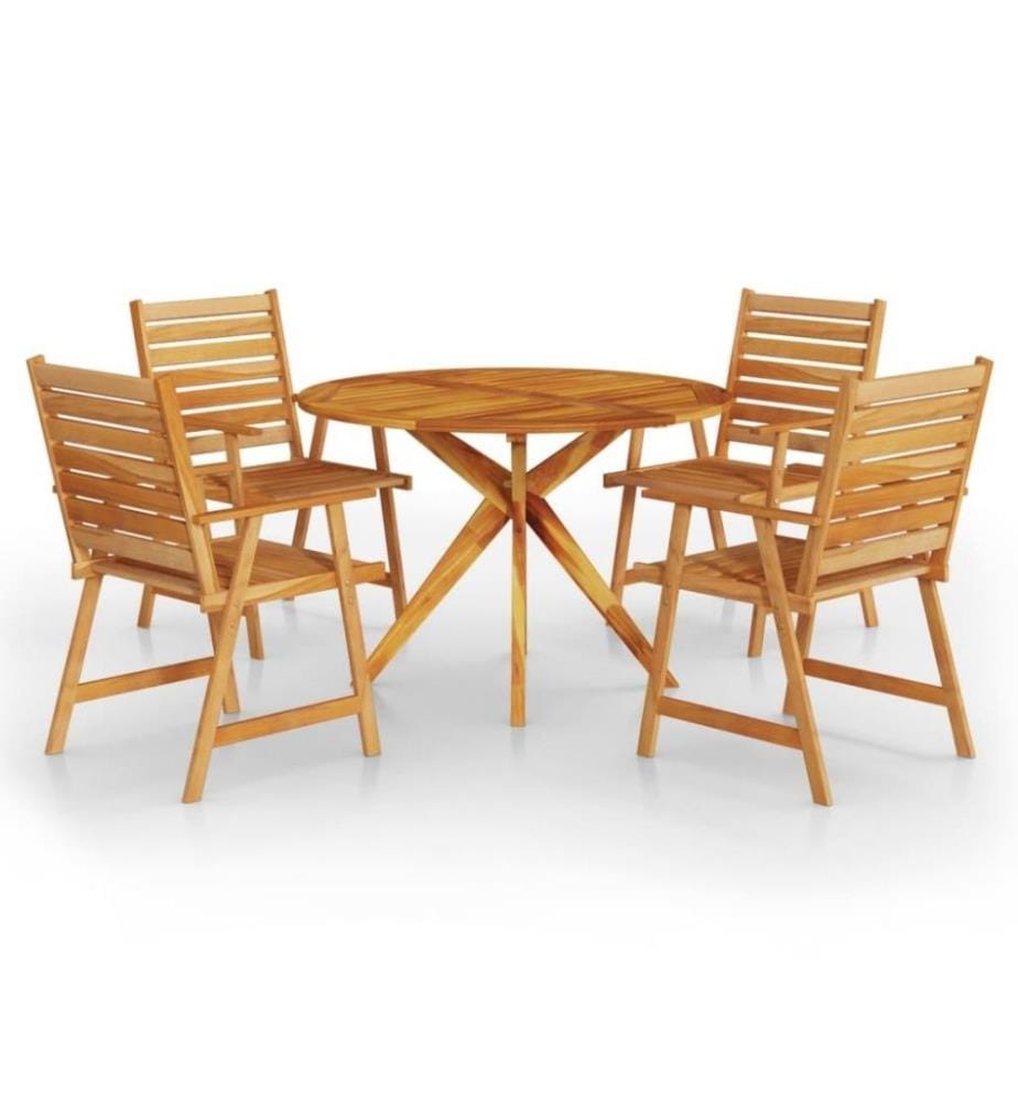 Ensemble de salle à manger de jardin 5 pcs Bois d'acacia massif