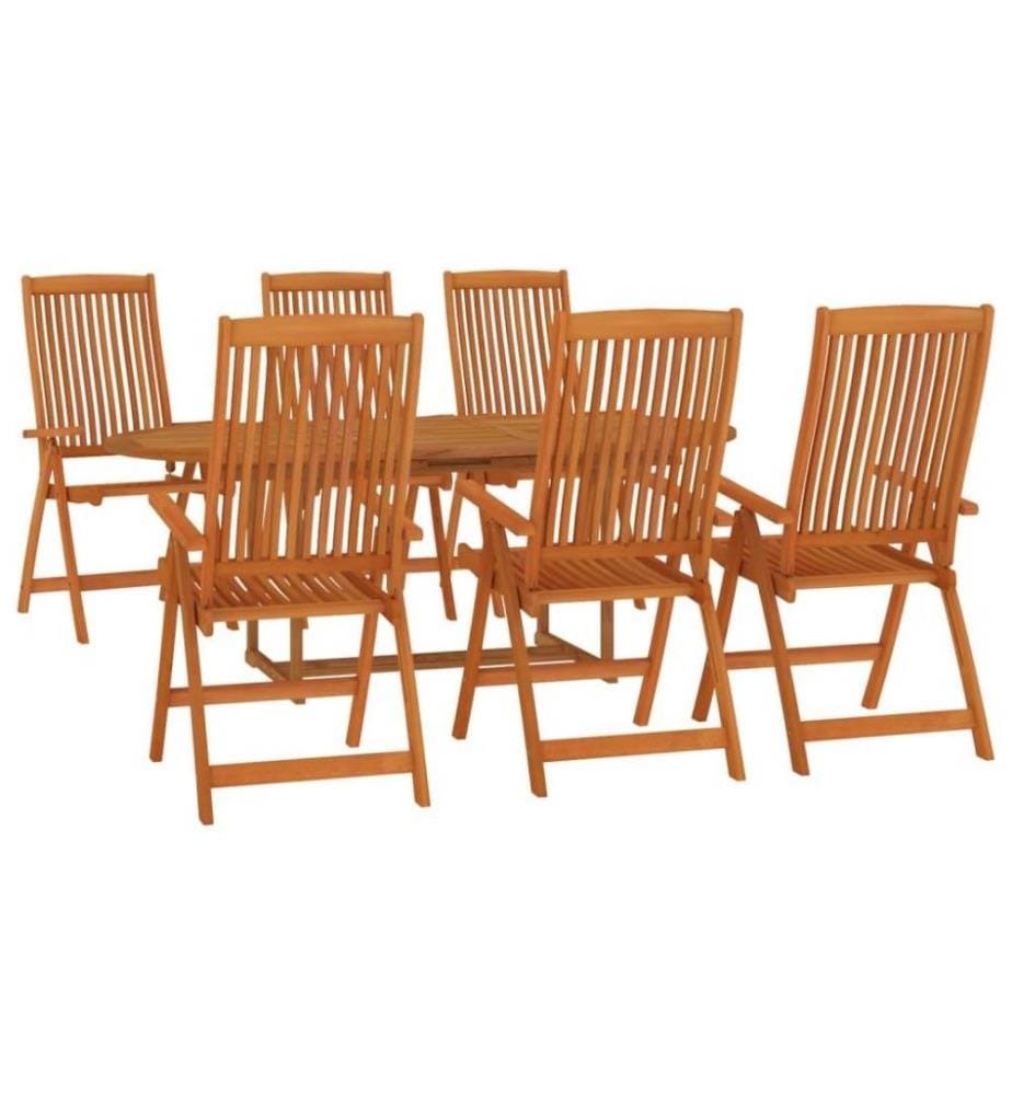 Ensemble à dîner de jardin 7 pcs Bois d'eucalyptus massif