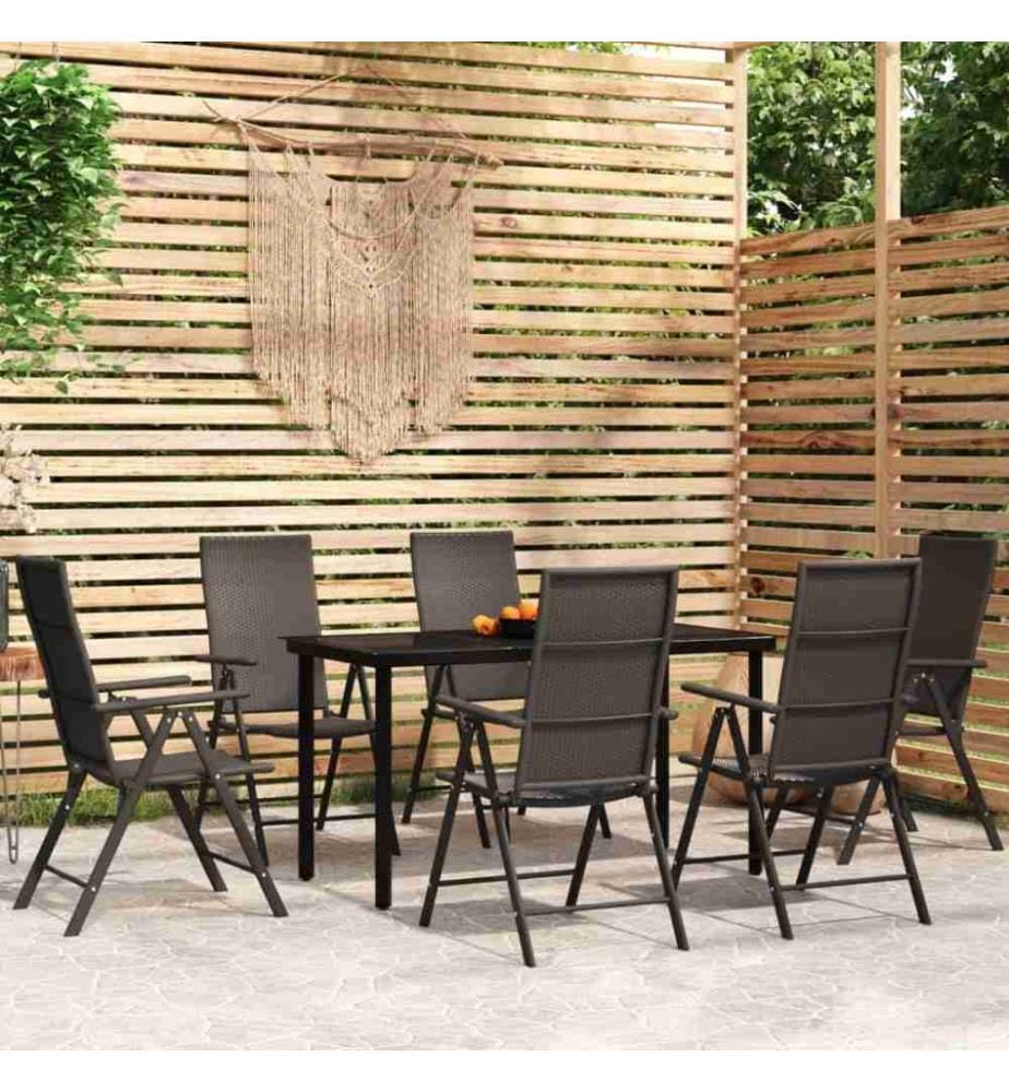 Ensemble de salle à manger de jardin 7 pcs Noir