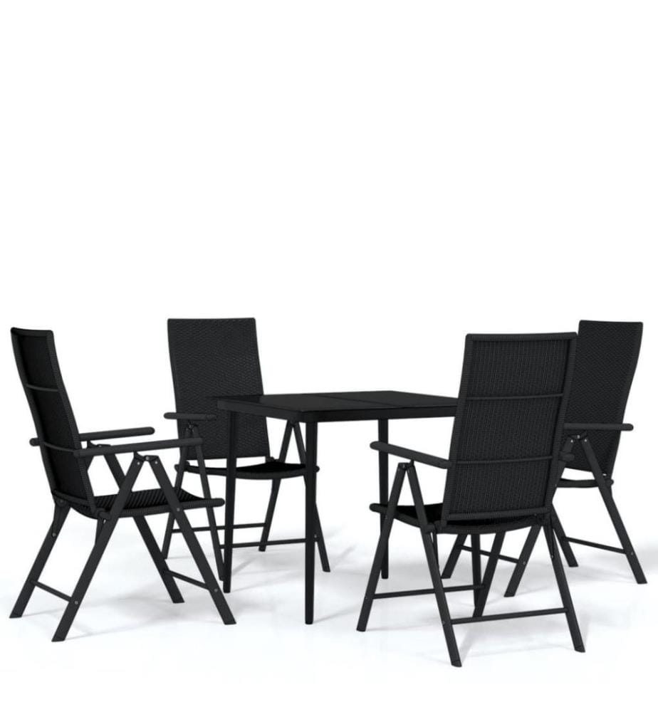 Ensemble de salle à manger de jardin 5 pcs Noir