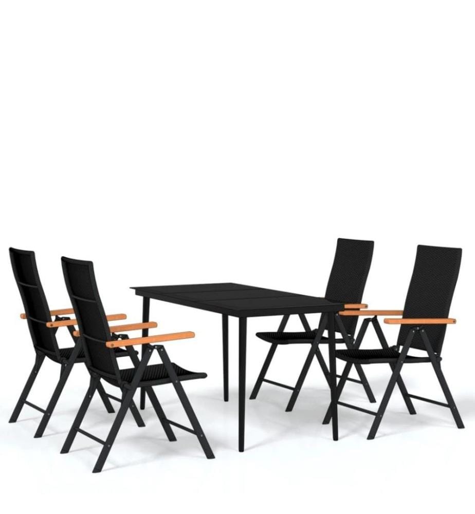 Ensemble de salle à manger de jardin 5 pcs Noir