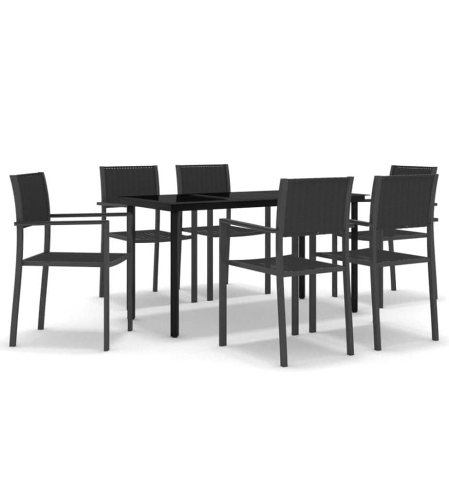 7-tlg. Garten-Essgruppe Schwarz