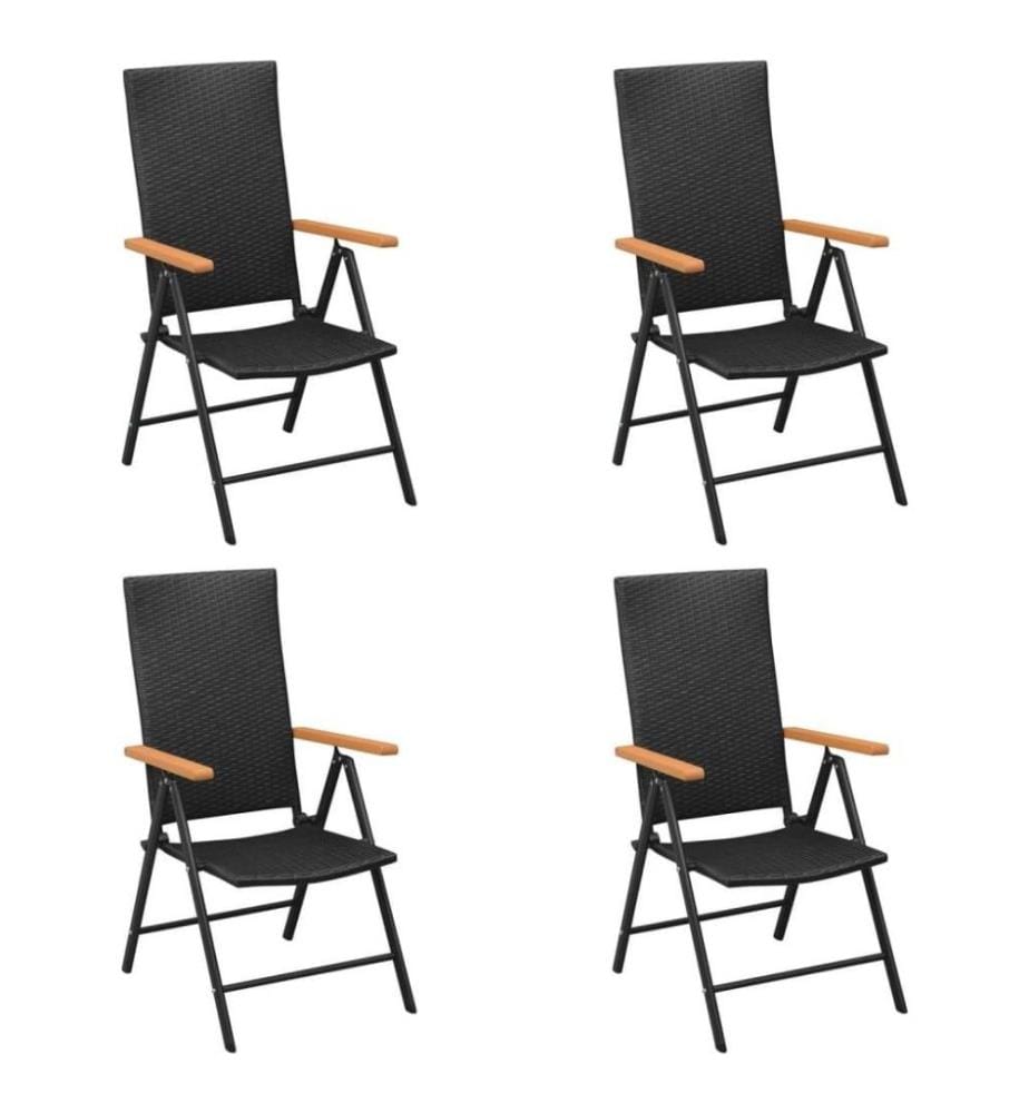 5-tlg. Garten-Essgruppe Schwarz und Braun Poly Rattan