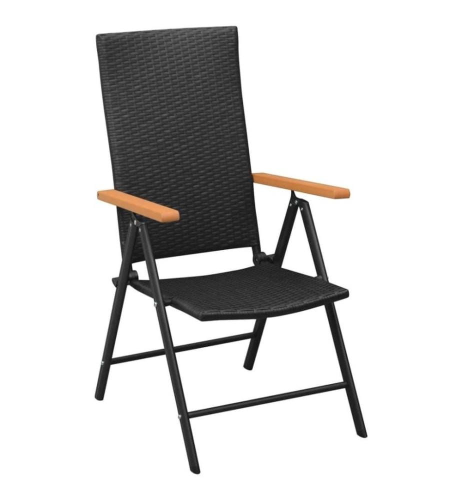 5-tlg. Garten-Essgruppe Schwarz und Braun Poly Rattan