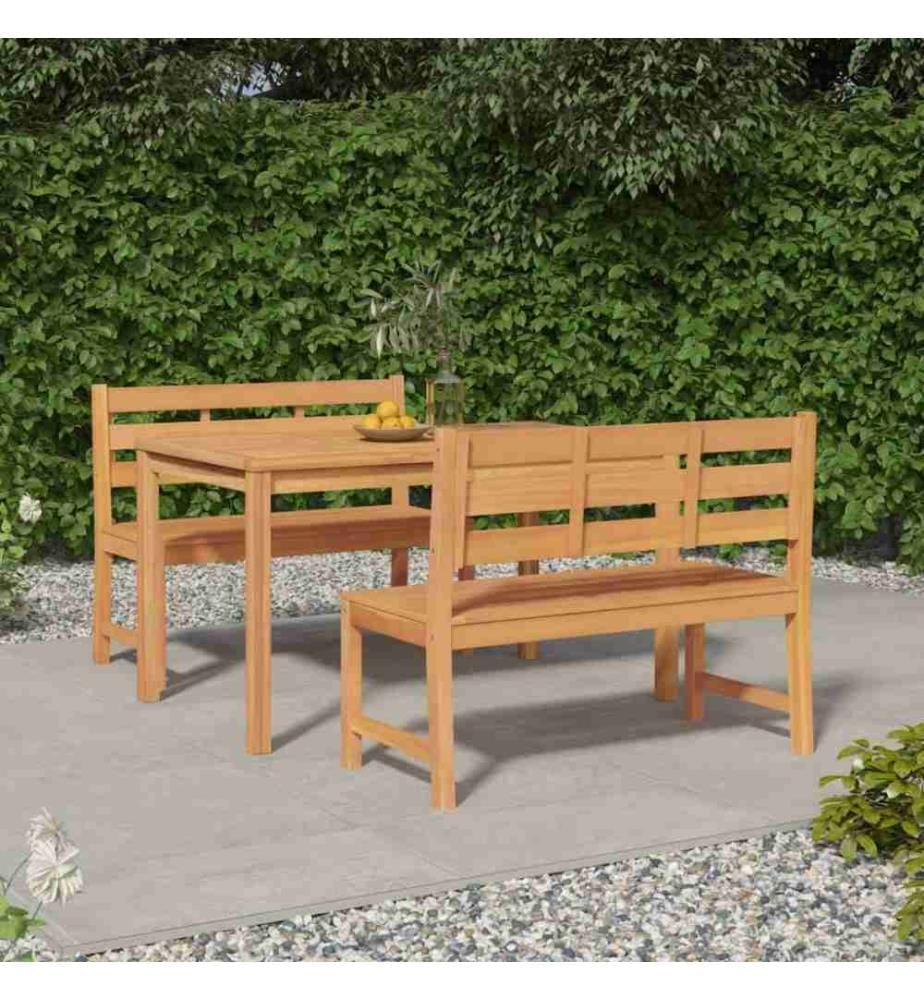 Ensemble à dîner de jardin 3 pcs Bois de teck massif