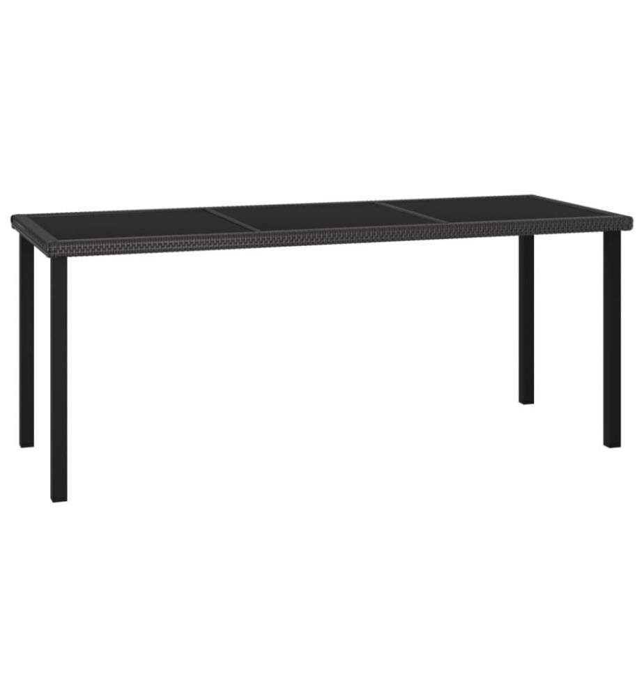 7-tlg. Garten-Essgruppe Poly Rattan Schwarz