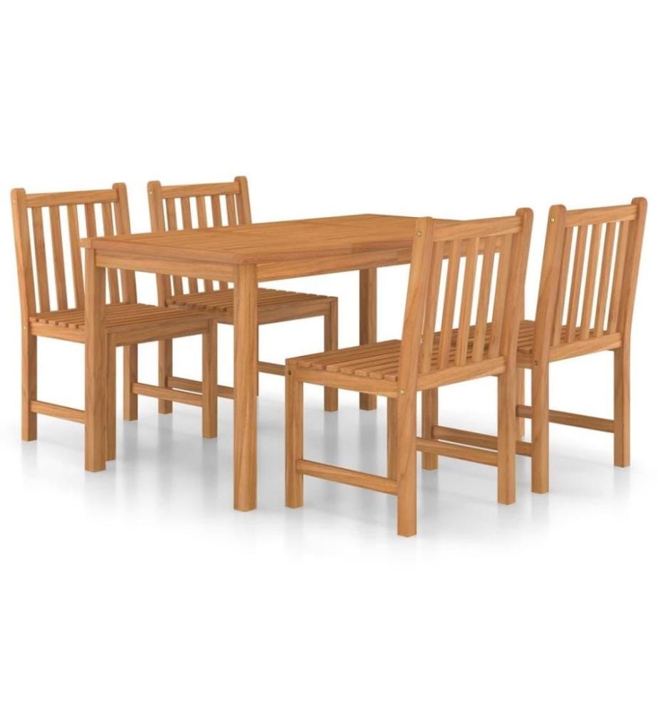 Ensemble de salle à manger de jardin 5 pcs Bois de teck massif