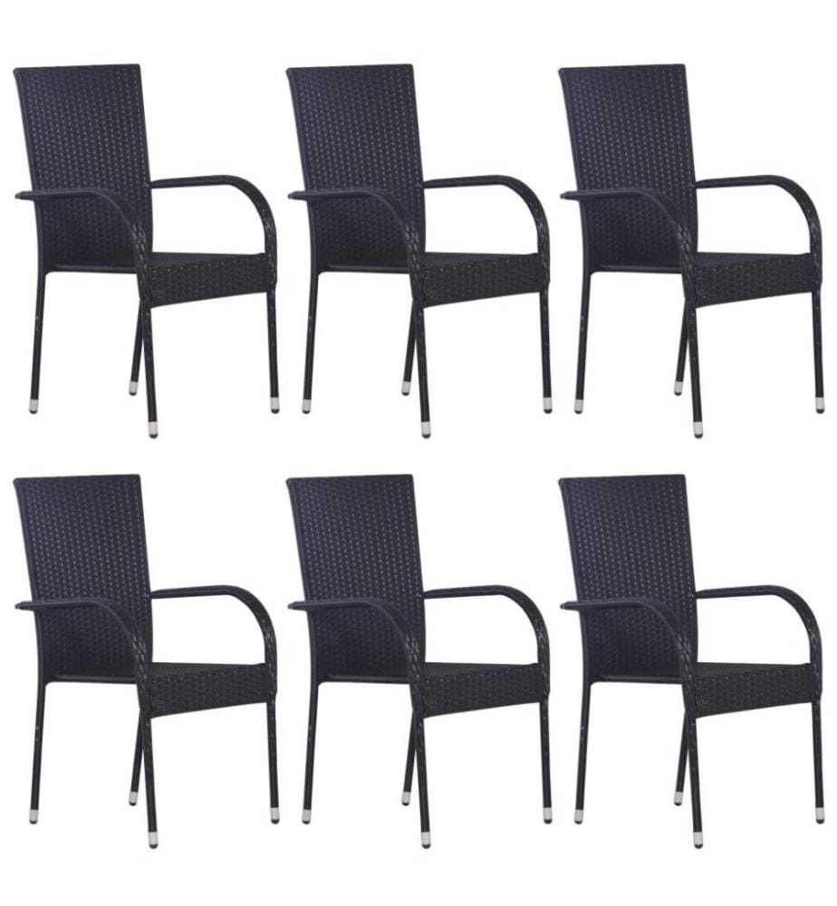 7-tlg. Garten-Essgruppe Schwarz Poly Rattan