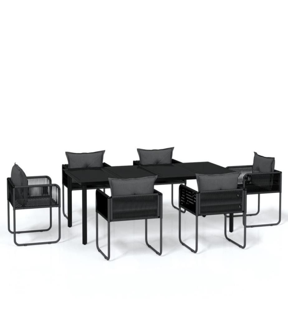 Ensemble de salle à manger de jardin 7 pcs Noir
