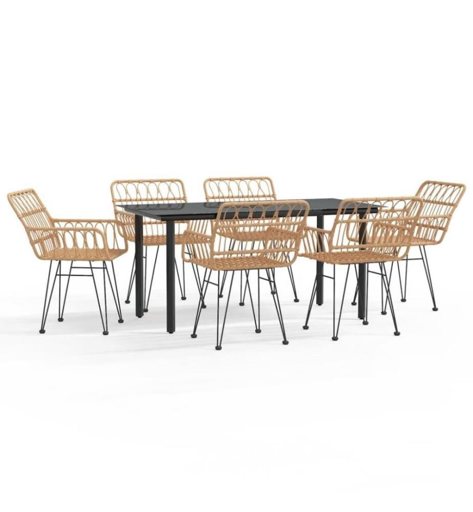 7-tlg. Garten-Essgruppe Poly Rattan