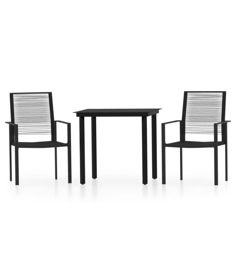 Ensemble de salle à manger de jardin 3 pcs Noir