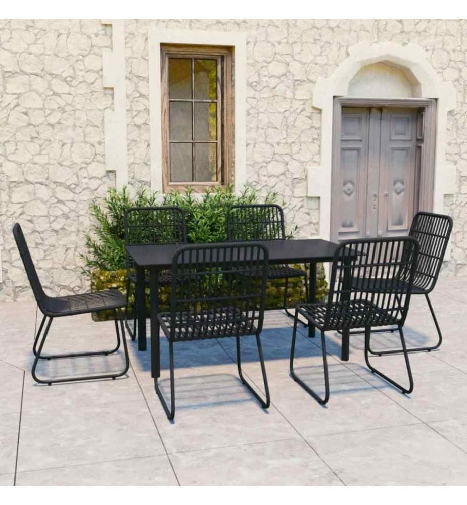 7-tlg. Garten-Essgruppe Poly Rattan und Glas