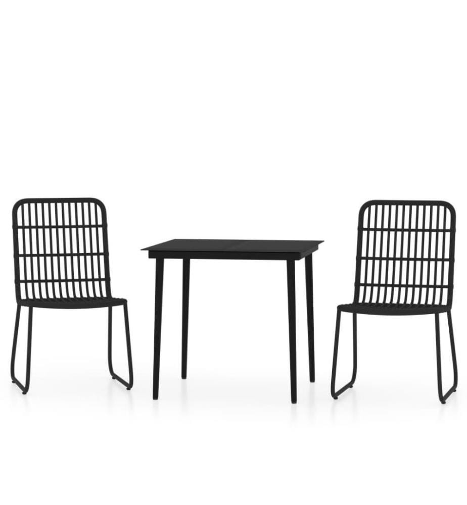 Ensemble de salle à manger de jardin 3 pcs Noir